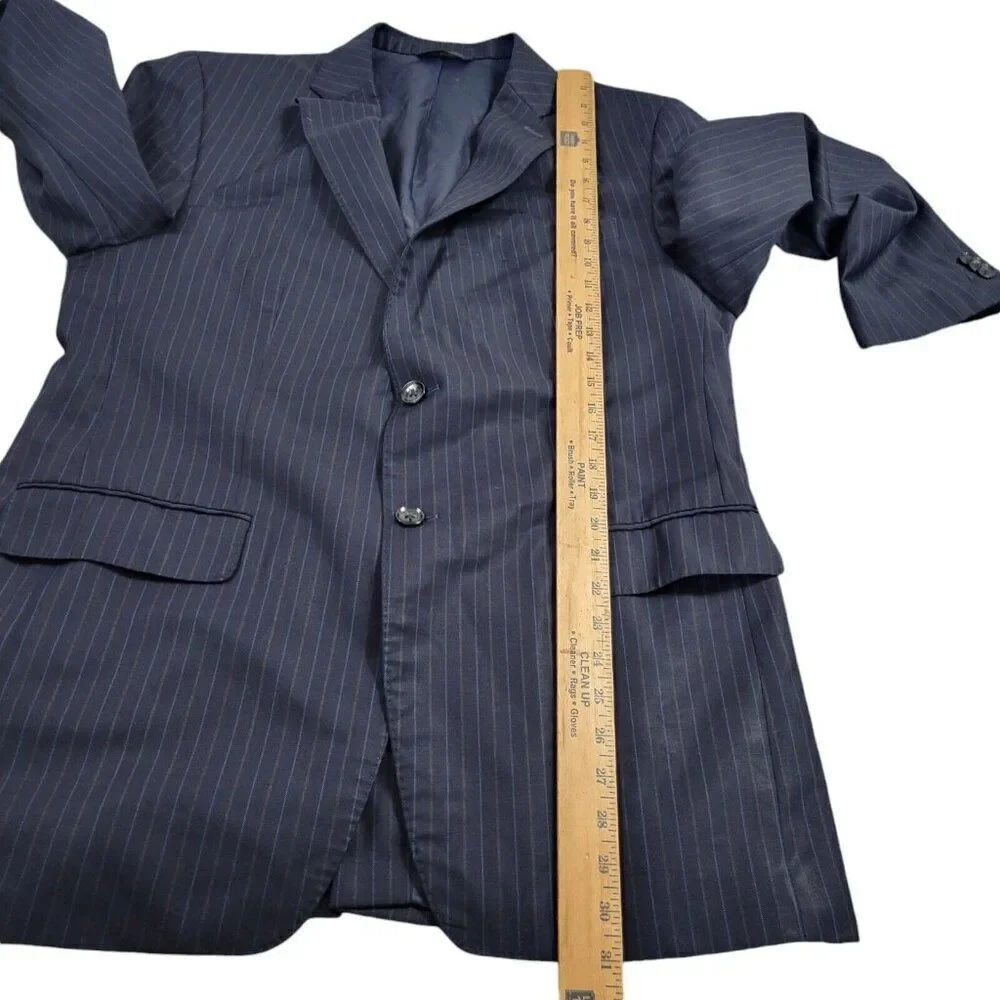 Banana Republic Blazer Men's 42R Blue Pinstripe 2 Button Jacket Wool Lined Flaw*